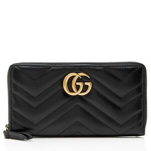 Gucci Matelasse Leather GG Marmont Zip Wallet